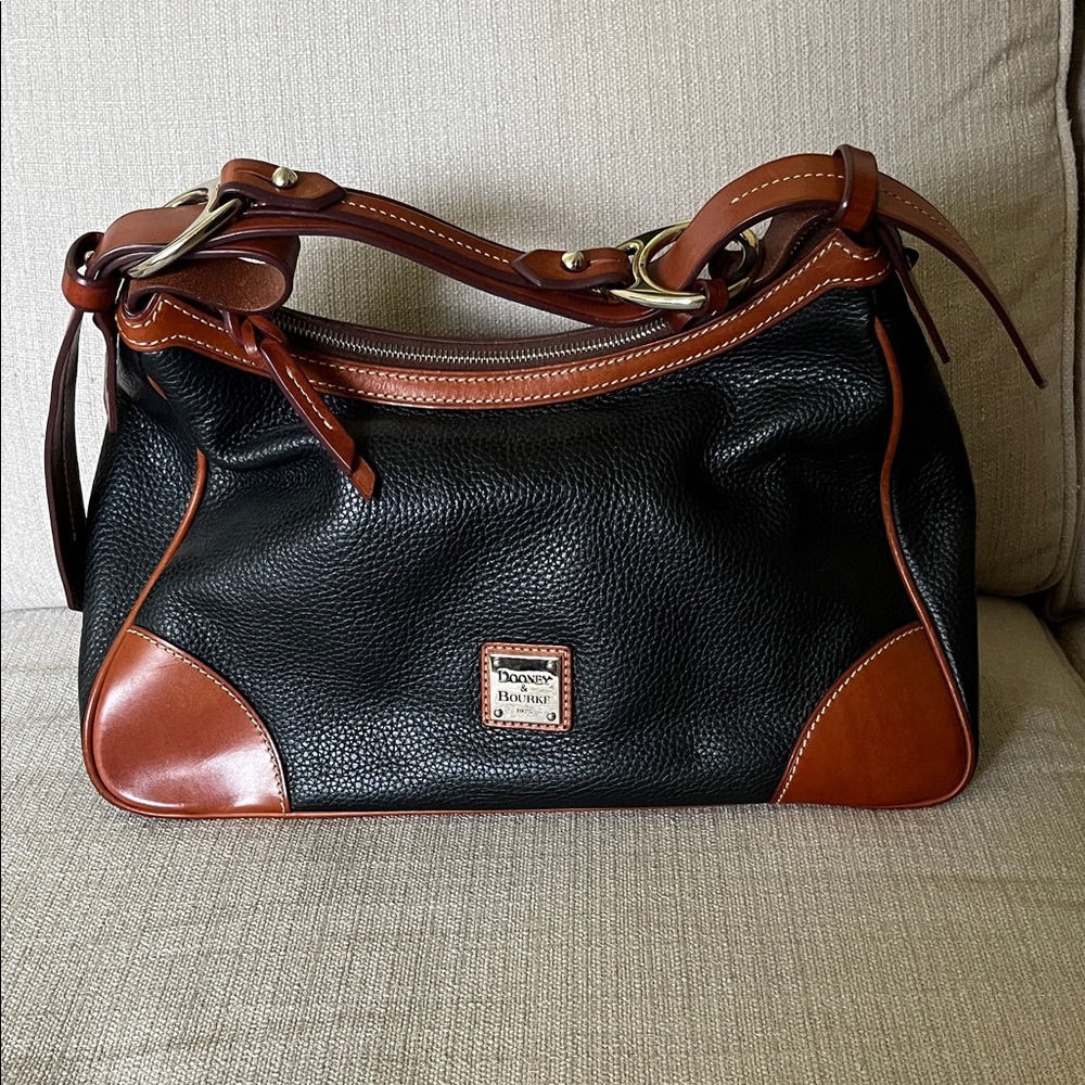 Dooney & Bourke Black and Tan Leather Shoulder Bag